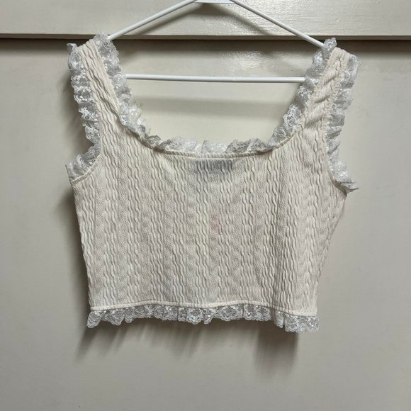 Cider Ivory Solid Lace Trim Cami Tank Top - Picture 2 of 4